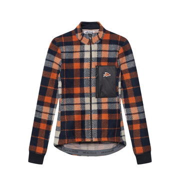 Café du Cycliste Solange Women's Fleece Cycling Jersey Long Sleeve Radtrikot langarm Navy Orange