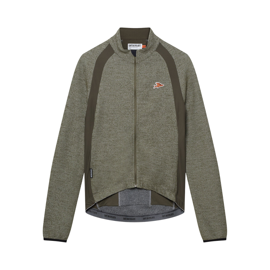 Café du Cycliste Marguerite Men's Long Sleeve Merino Cycling Jersey Radtrikot langarm Lichen Green