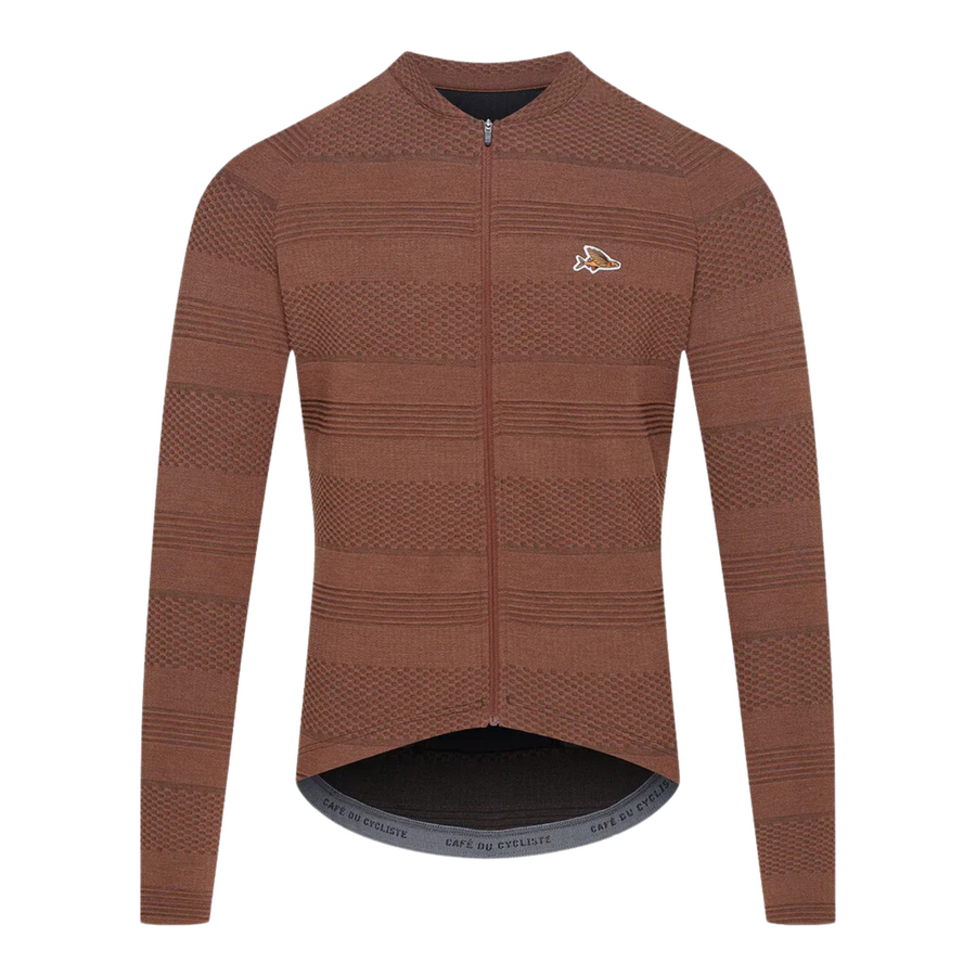 Café du Cycliste Corinne Men's Long Sleeve Three Season Textured Cycling Jersey Radtrikot Cashew