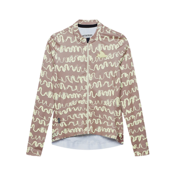 Café du Cycliste Constance Women's Midweight Jersey Radtrikot langarm Oyster Grey / Naples Yellow