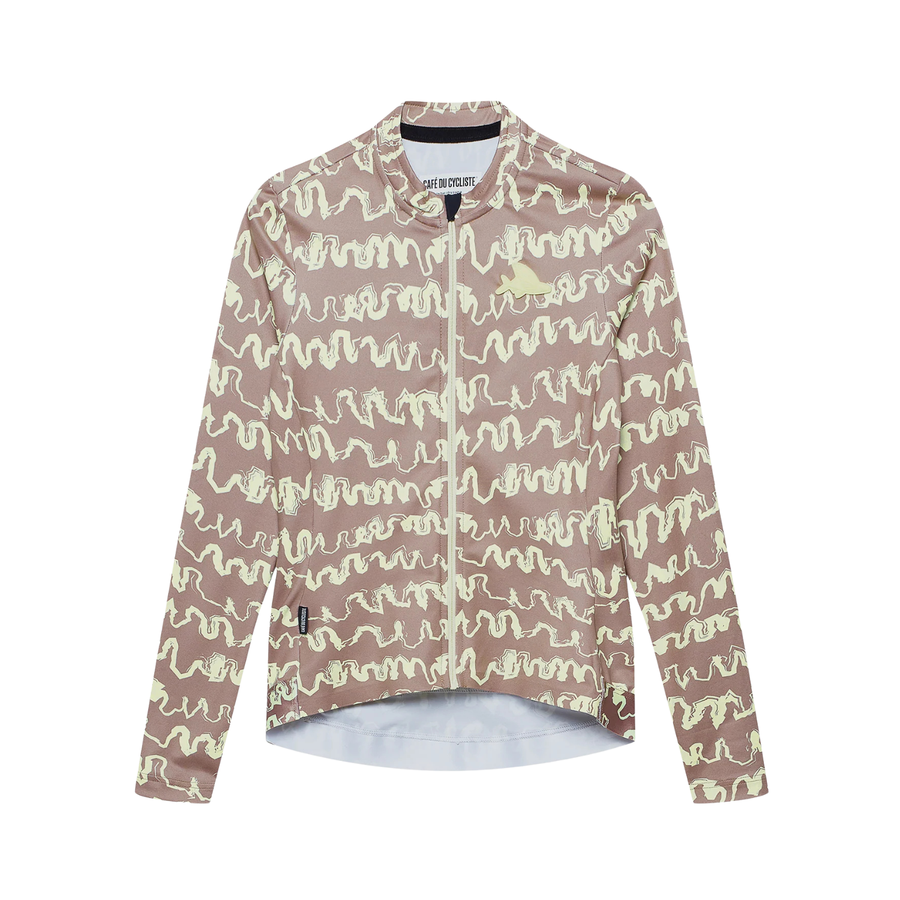 Café du Cycliste Constance Women's Midweight Jersey Radtrikot langarm Oyster Grey / Naples Yellow