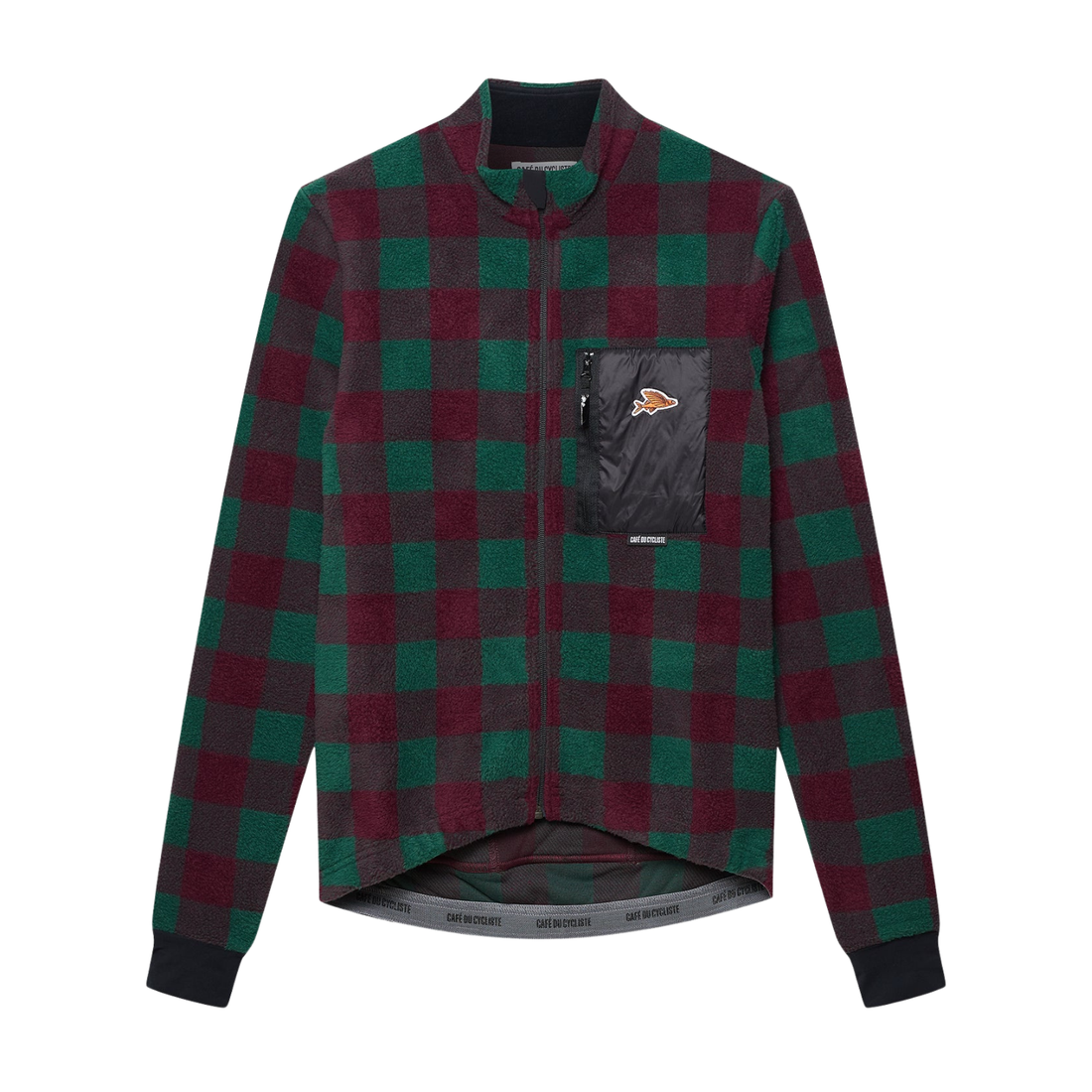 Café du Cycliste Solange Men's Fleece Cycling Jersey Long Sleeve Radtrikot langarm Quetsche/Green