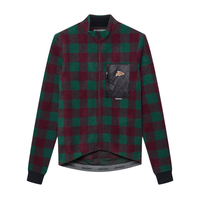 Café du Cycliste Solange Men's Fleece Cycling Jersey Long Sleeve Radtrikot langarm Quetsche/Green