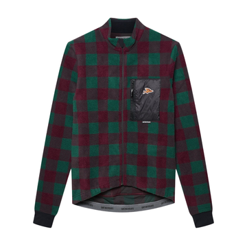 Café du Cycliste Solange Men's Fleece Cycling Jersey Long Sleeve Radtrikot langarm Quetsche/Green