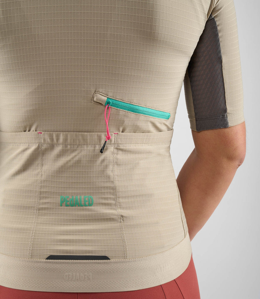 Pedaled Odyssey Women's Jersey Radtrikot Beige