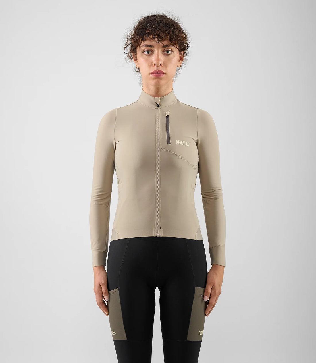 Pedaled Odyssey Women's Long Sleeve Jersey Radtrikot langarm Beige