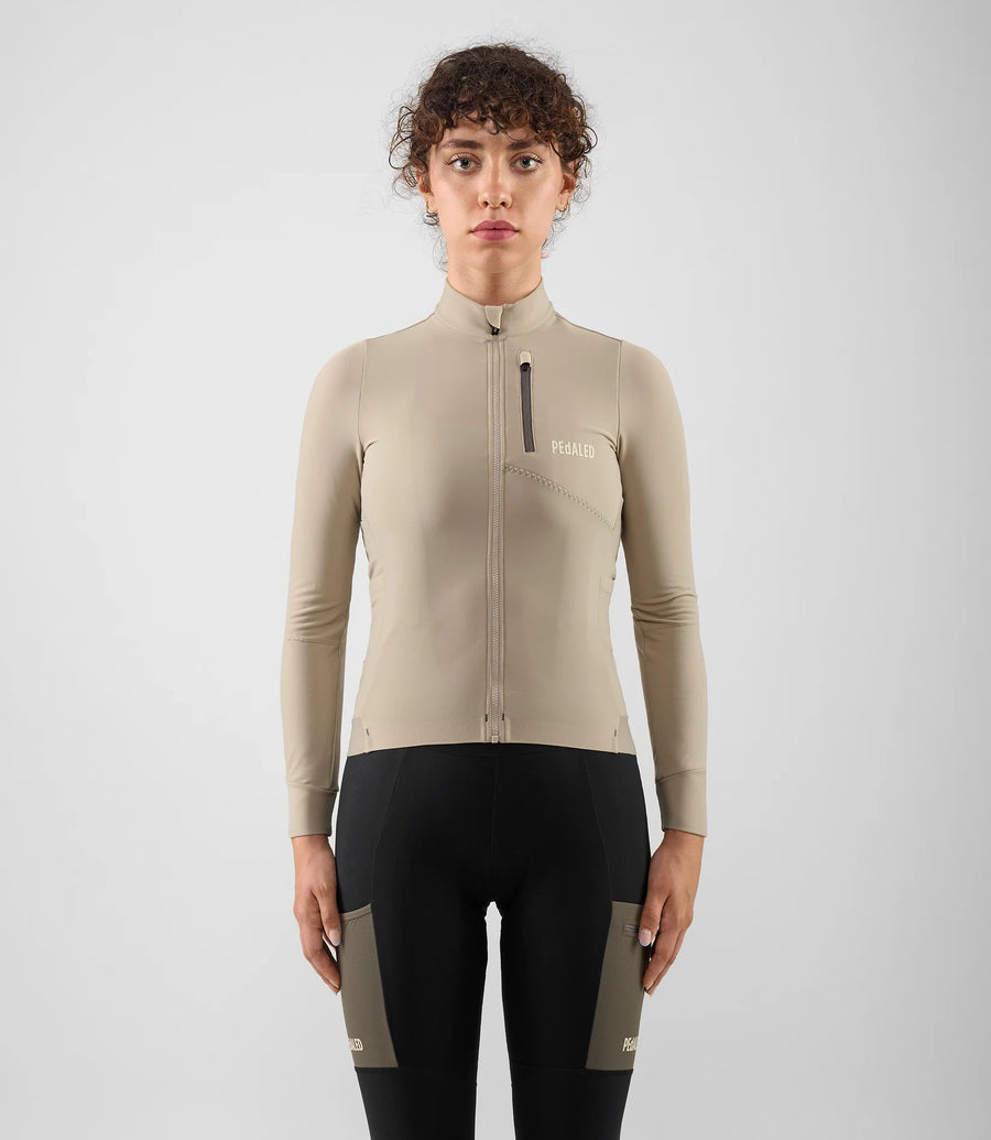 Pedaled Odyssey Women's Long Sleeve Jersey Radtrikot langarm Beige