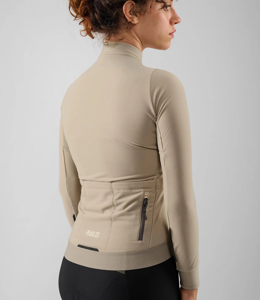 Pedaled Odyssey Women's Long Sleeve Jersey Radtrikot langarm Beige