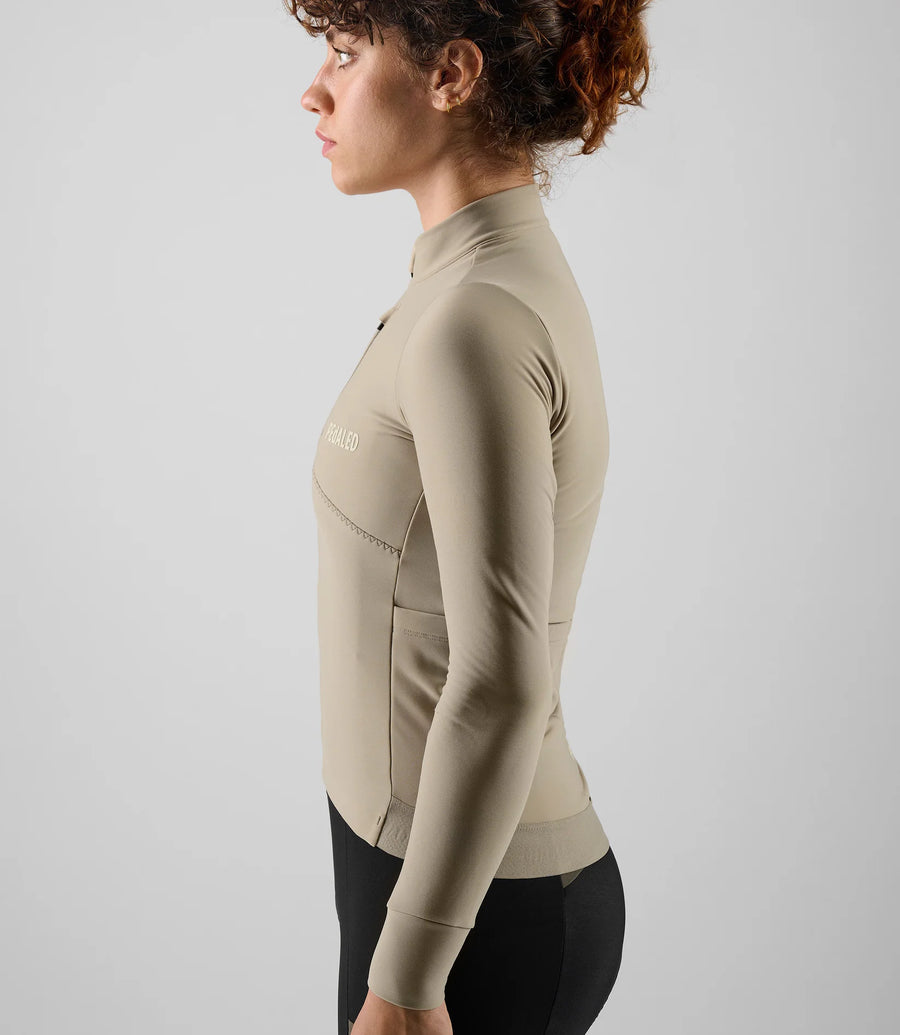 Pedaled Odyssey Women's Long Sleeve Jersey Radtrikot langarm Beige