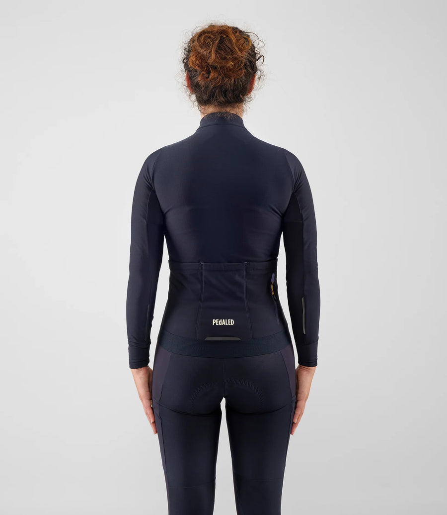Pedaled Odyssey Women's Long Sleeve Jersey Radtrikot langarm Dark Navy