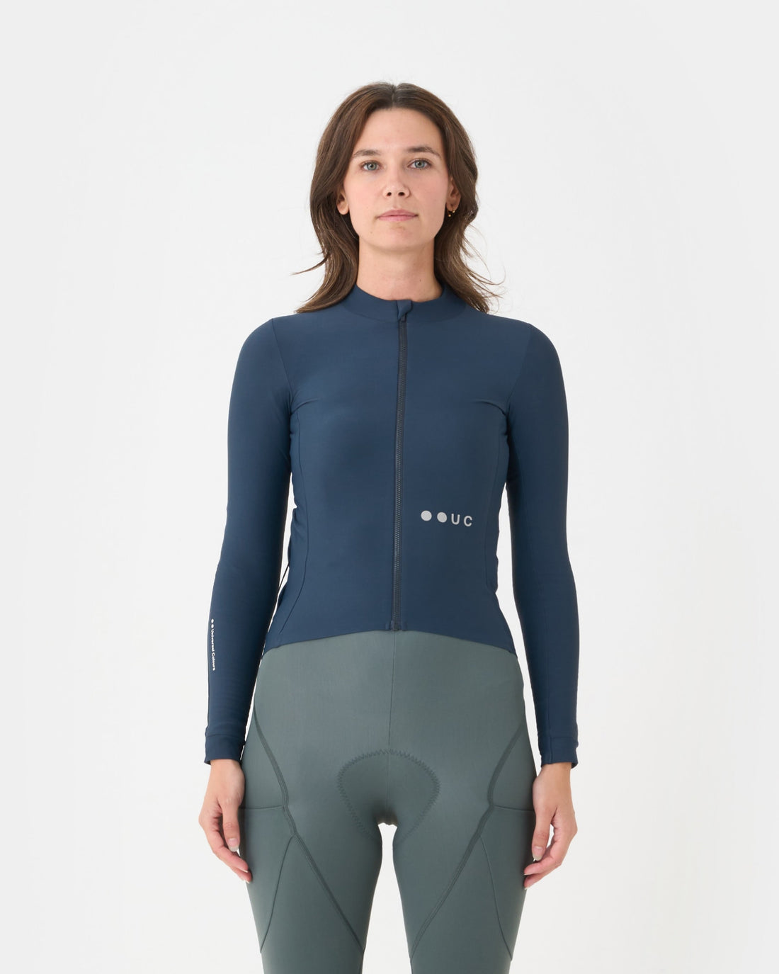 Universal Colours Womens Mono Long Sleeve Jersey Radtrikot langarm Eclipse Navy