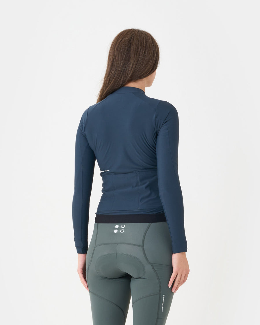 Universal Colours Womens Mono Long Sleeve Jersey Radtrikot langarm Eclipse Navy