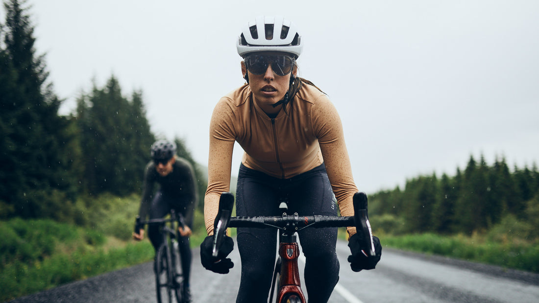 Café du Cycliste Audrey Women's Long Sleeve Brushed Cycling Jersey Radtrikot Beige