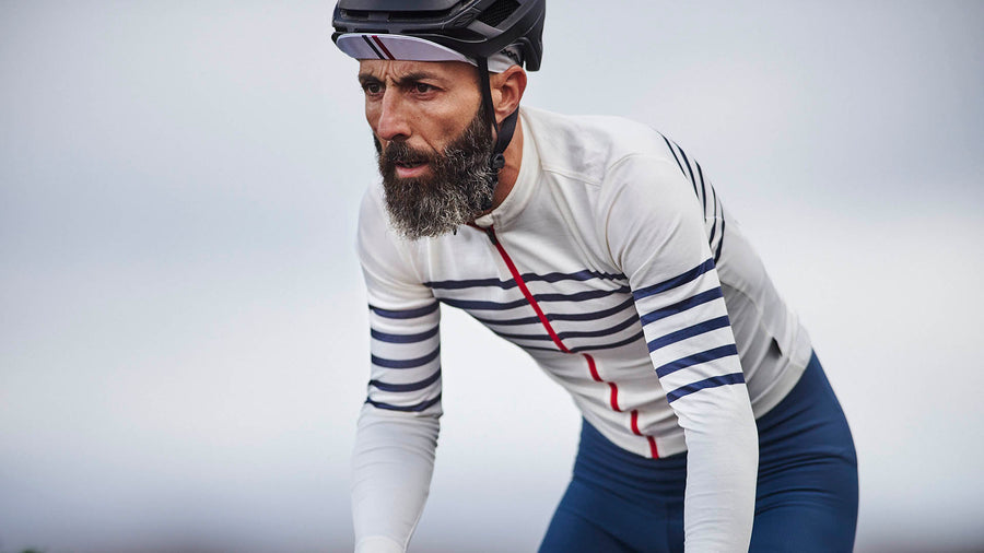 Café du Cycliste Claudette Men's Long Sleeve Merino Cycling Jersey Radtrikot White