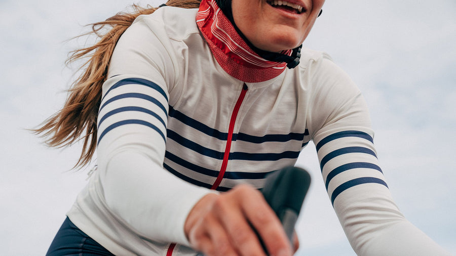 Café du Cycliste Claudette Women's Long Sleeve Merino Cycling Jersey Radtrikot White