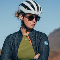 Café du Cycliste Marguerite Women's Long Sleeve Merino Cycling Jersey Radtrikot Navy