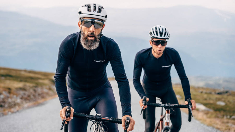Café du Cycliste Corinne Men's Long Sleeve Textured Cycling Jersey Radtrikot Navy