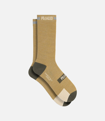 Pedaled Odyssey Merino Reflective Socks Merino Radsocken Light Green