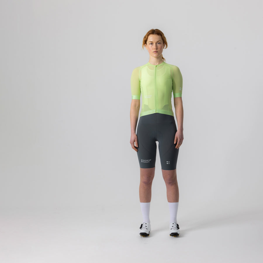 Universal Colours Chroma Women's Short Sleeve Jersey Radtrikot Bright Lime