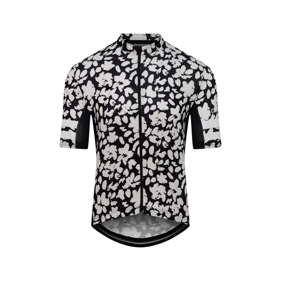 Café du Cycliste Floriane Men's Lightweight Cycling Jersey Radtrikot Black Print