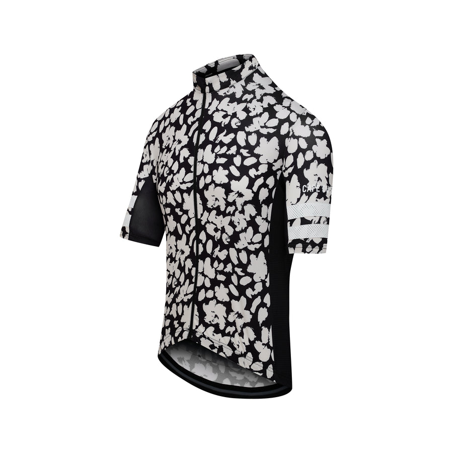 Café du Cycliste Floriane Men's Lightweight Cycling Jersey Radtrikot Black Print