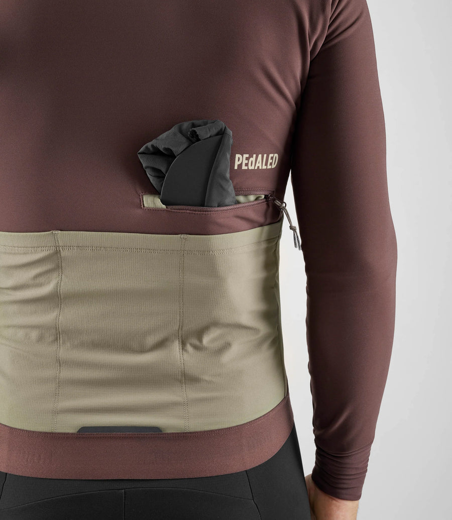 Pedaled Odyssey Hooded Long Sleeve Jersey Radtrikot langarm Brown