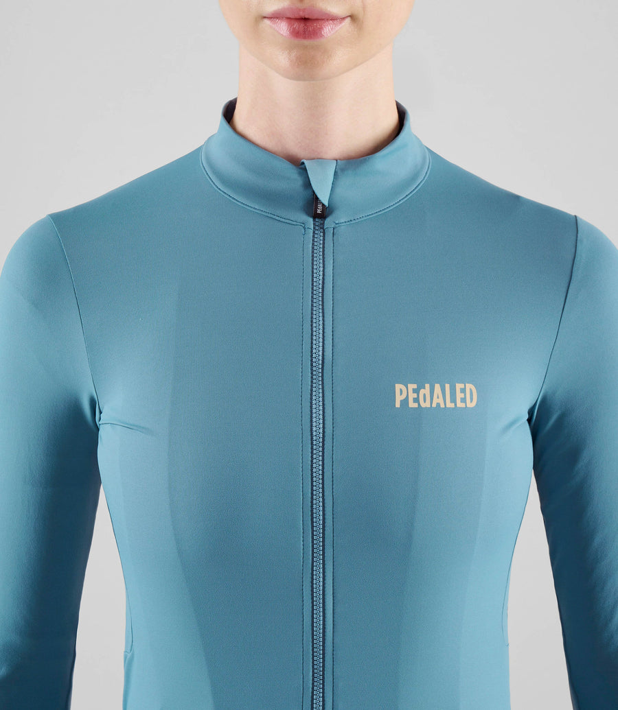 Pedaled Element Women's Long Sleeve Jersey Radtrikot langarm Light Blue