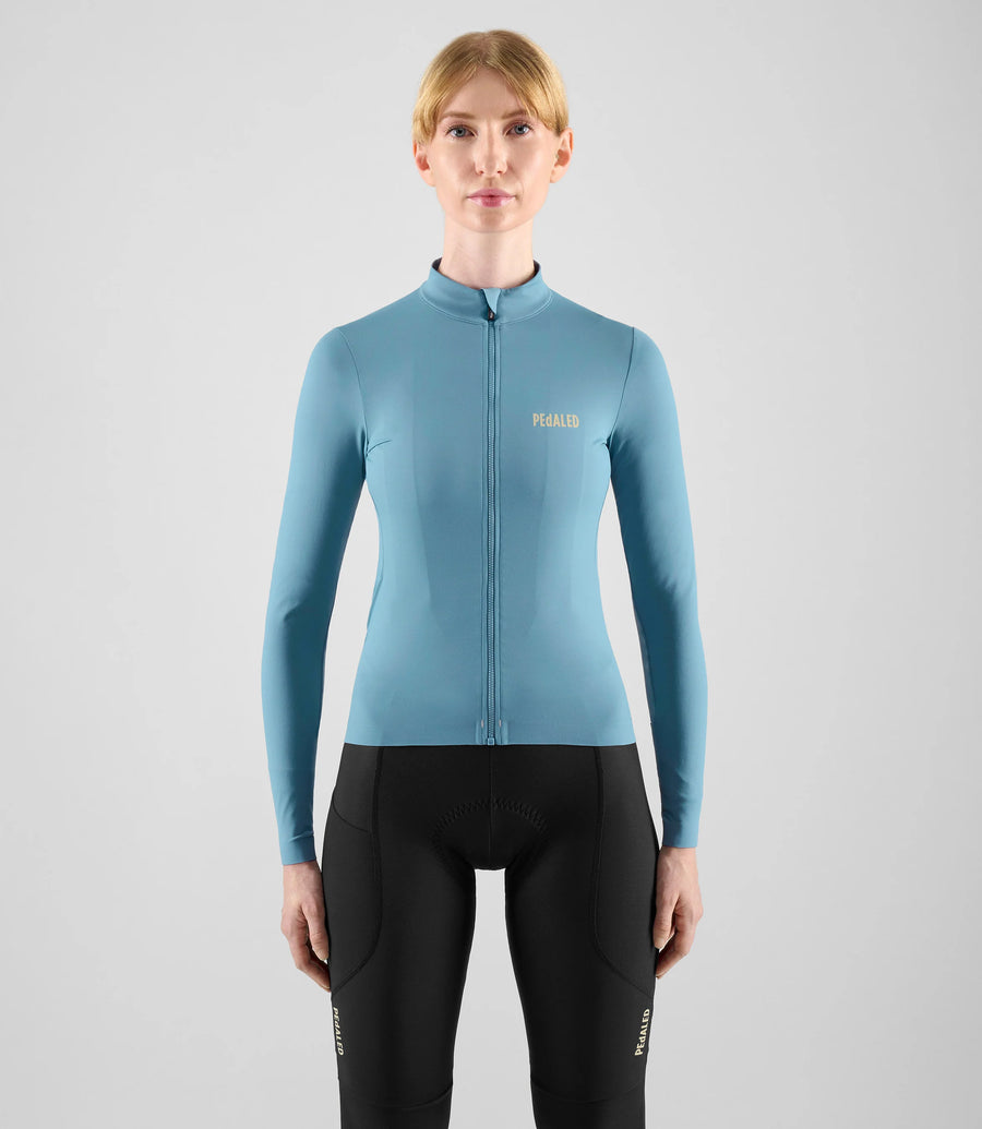 Pedaled Element Women's Long Sleeve Jersey Radtrikot langarm Light Blue