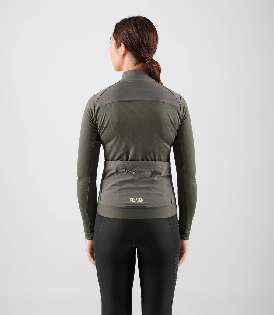 Pedaled Odyssey Windblock Women's Merino Long Sleeve Jersey Radtrikot langarm Grey Ink