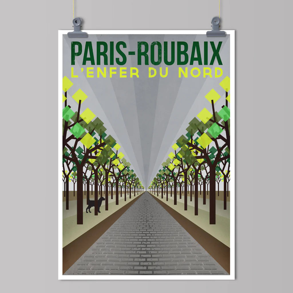 Handmade Cyclist L'Enfer du Nord: Paris Roubaix Cycling Art Print