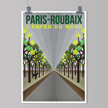 Cycliste fait main L'Enfer du Nord: Paris Roubaix Cyclisme Impression artistique