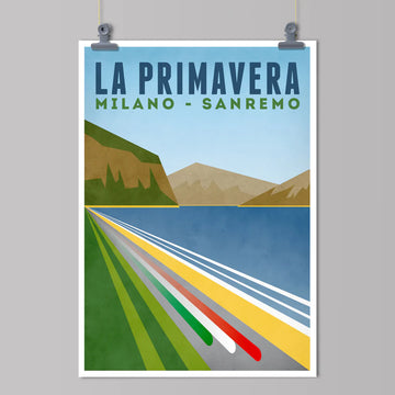 Ciclista fatto a mano La Primavera: Milano - San Remo Cycling Art Print