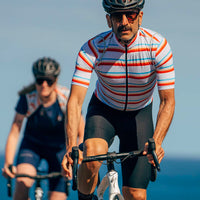 Maglia da ciclismo Superlight Audax da uomo Café du Cycliste Mona arancione blu