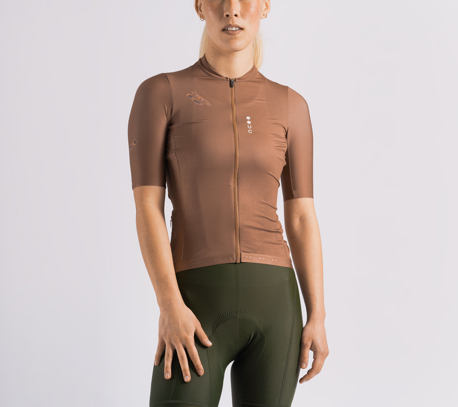 Universal Colours Spectrum Women's Short Sleeve Jersey Radtrikot Caramel Brown