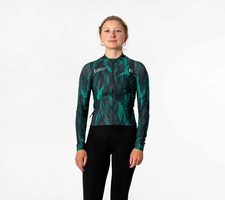 Maglia manica lunga da donna Universal Colors Spectrum griglia verde