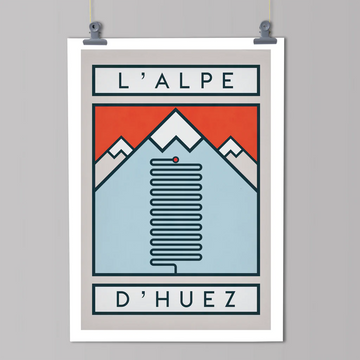 Handmade Cyclist L'Alpe d'Huez Cycling Art Print