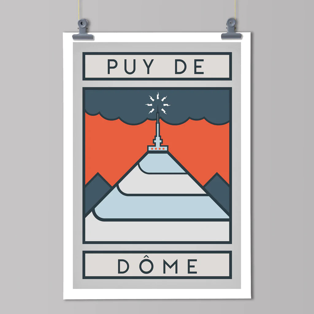 Handmade Cyclist Puy de Dôme Cycling Art Print