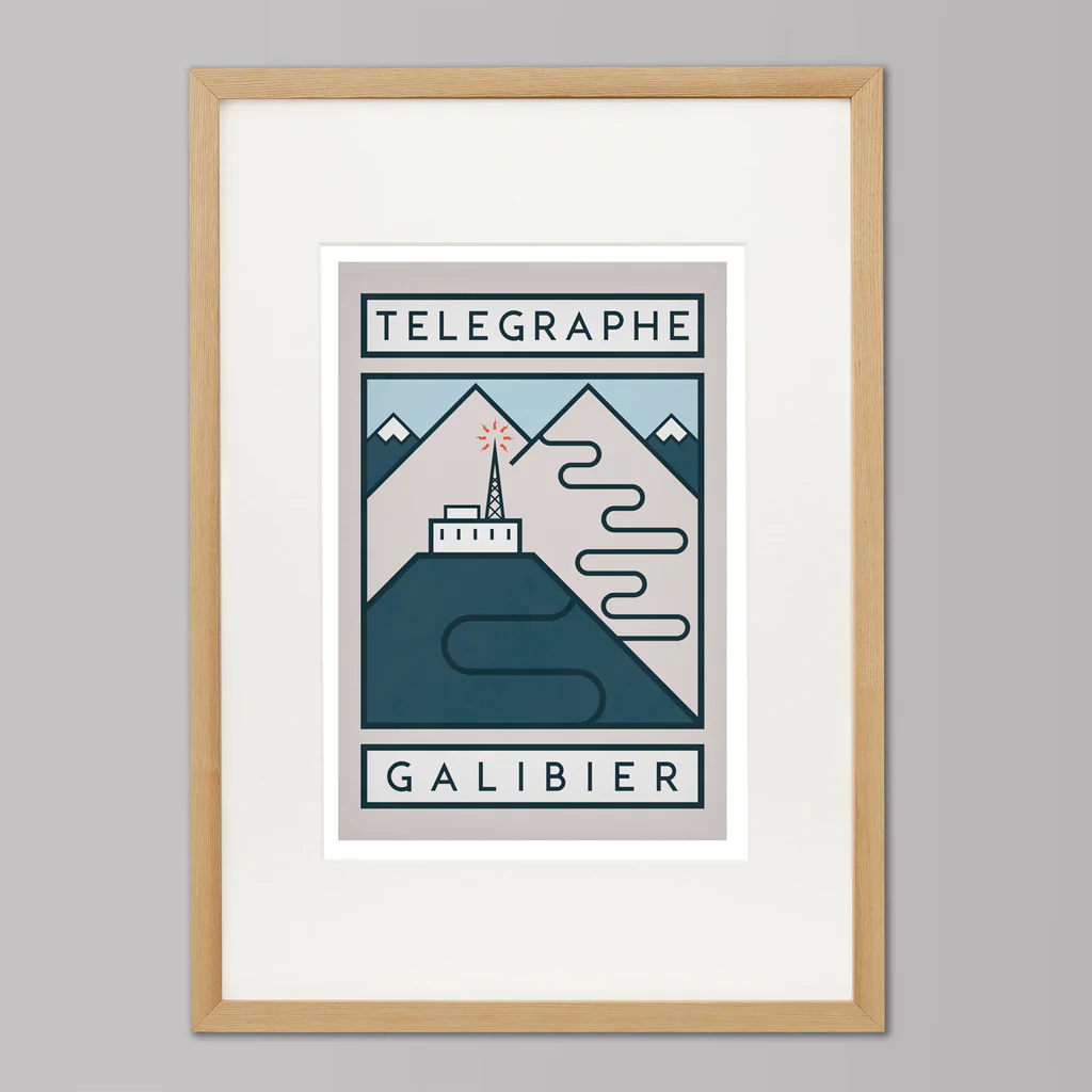 Handmade Cyclist Telegraphe Galibier Cycling Art Print