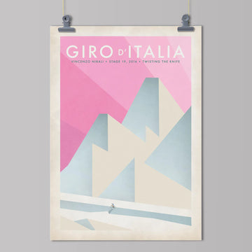 Handmade Cyclist Giro d'Italia Cycling Art Print