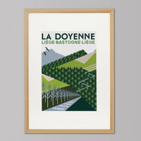 Ciclista fatto a mano La Doyenne: stampa d'arte ciclistica Liegi-Bastogne-Liegi
