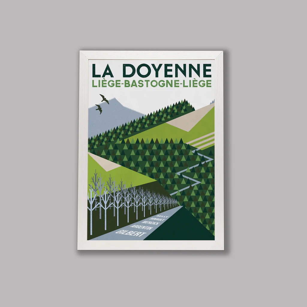 Handmade Cyclist La Doyenne: Liege-Bastogne-Liege Cycling Art Print