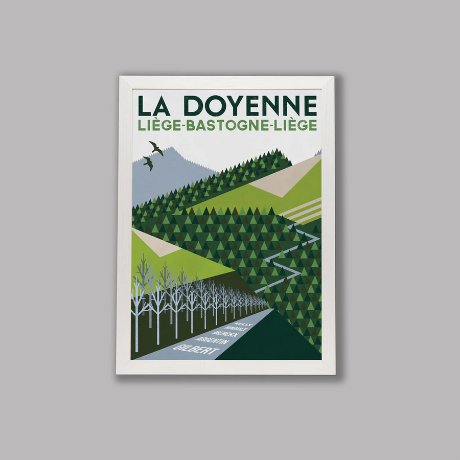 Handmade Cyclist La Doyenne: Liege-Bastogne-Liege Cycling Art Print