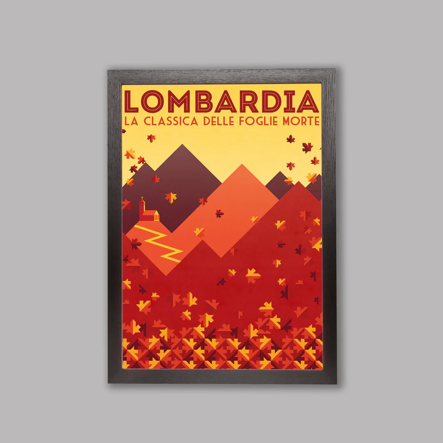 Handmade Cyclist Lombardia: Das Rennen der fallenden Blätter Cycling Art Print
