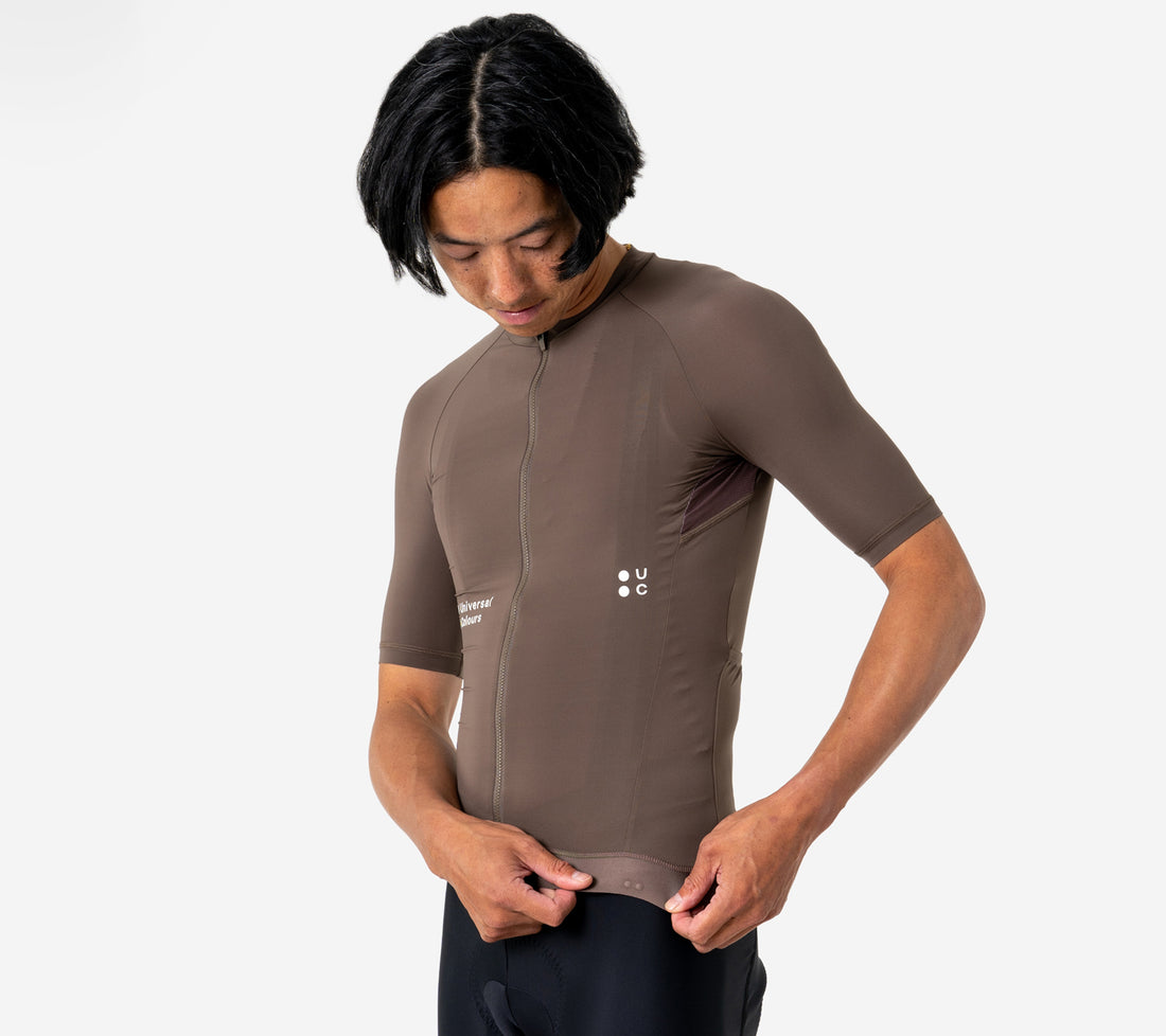 Universal Colours Mono Men's Short Sleeve Jersey Radtrikot Mid Dark Brown