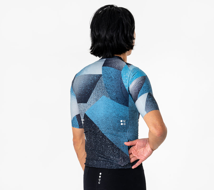 Universal Colours Spectrum Print Men's Short Sleeve Jersey Radtrikot Polygon Blue