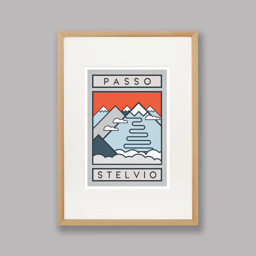 Handmade Cyclist Passo Stelvio Cycling Art Print