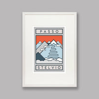 Ciclista fatto a mano Passo Stelvio Cycling Art Print