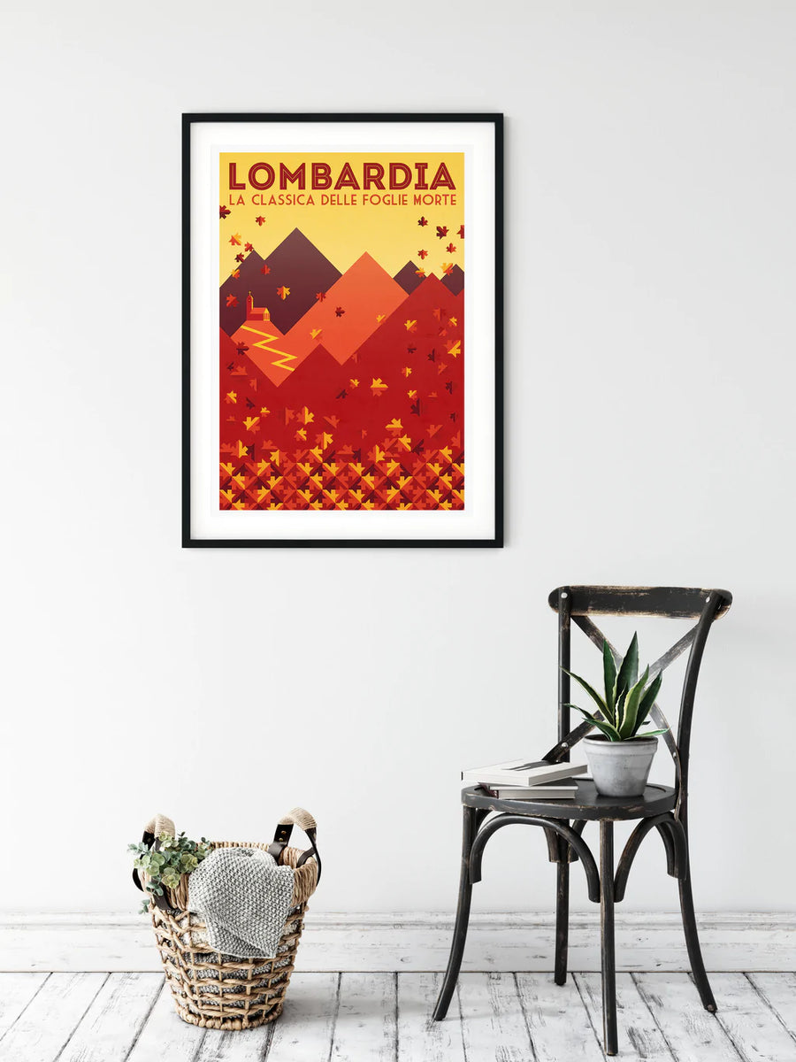 Handmade Cyclist Lombardia: Das Rennen der fallenden Blätter Cycling Art Print