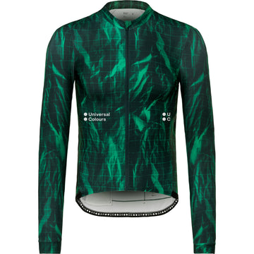 Universal Colours Spectrum Men's Long Sleeve Jersey Radtrikot langarm Green Grid
