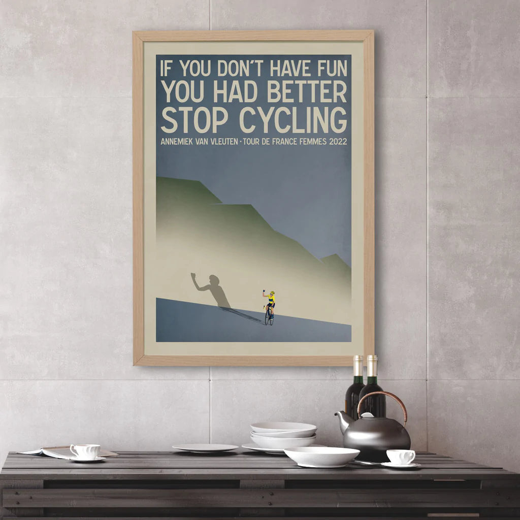 Ciclista fatto a mano Annemiek Van Vleuten Tour de France Femmes Stampa artistica in bicicletta in edizione limitata